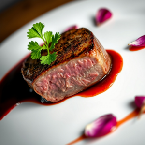 filet mignon with fresh parsley garnish